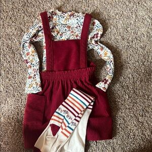 Burgundy Knit Dress with Floral Top